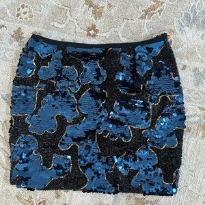 Black & Blue Sequin Mini Skirt